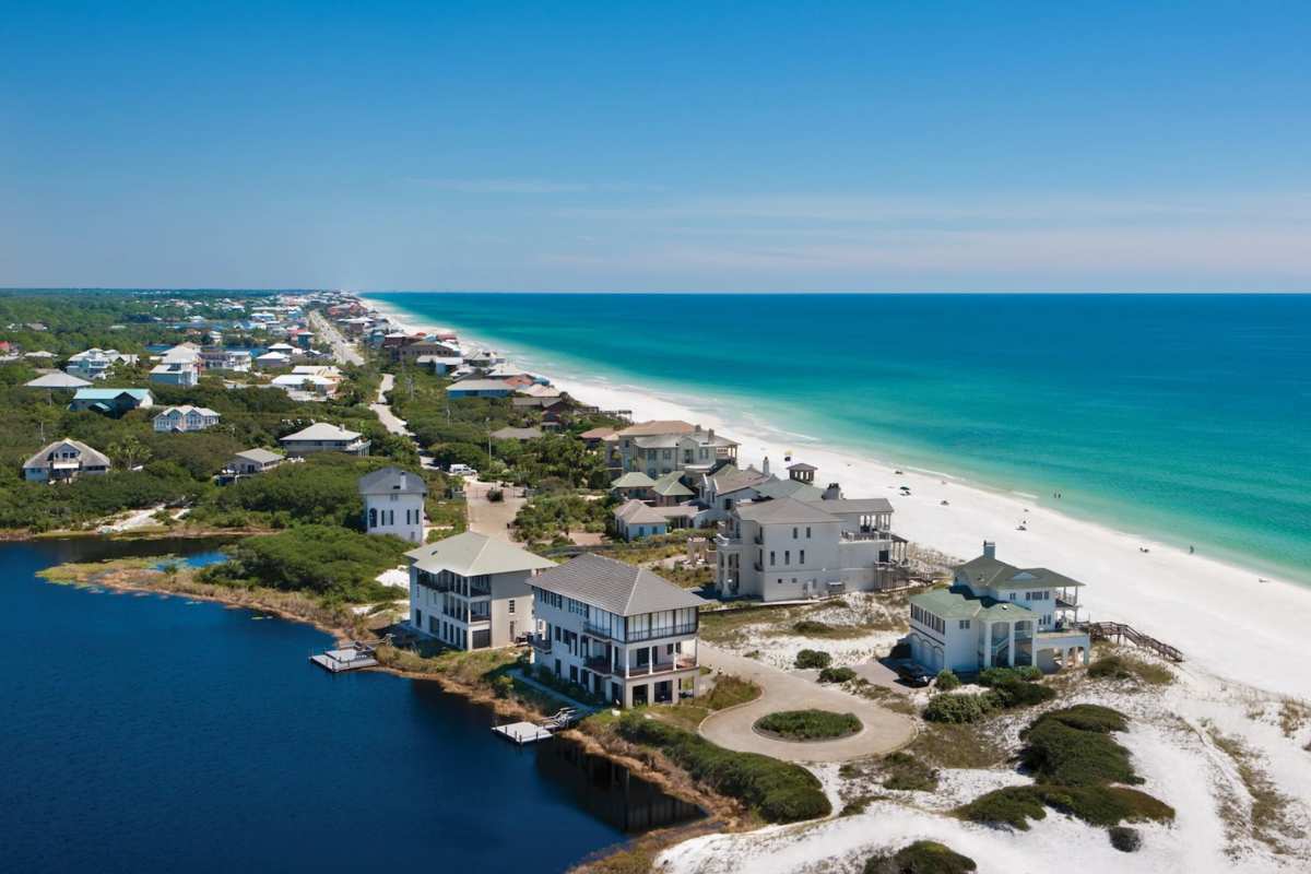 aerial view of Santa Rosa Beach homes for sale.