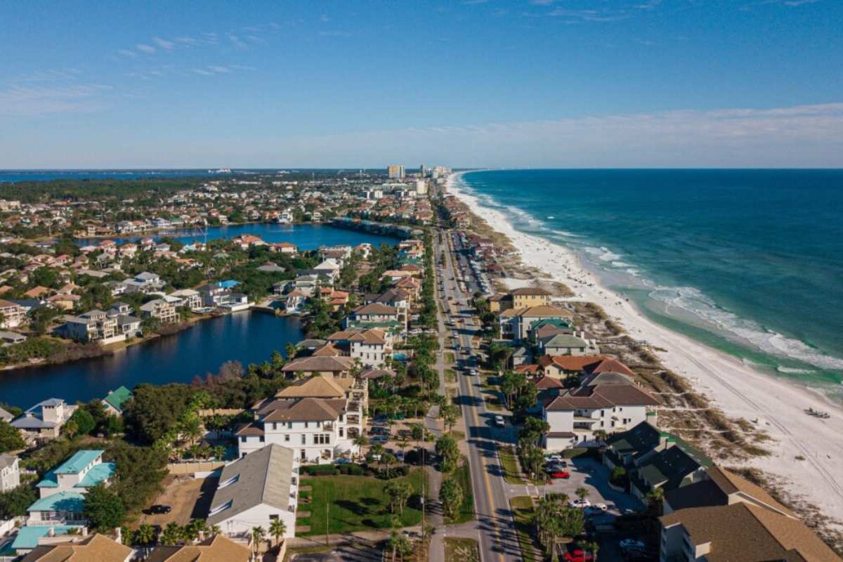 photo of aerial view of living in Destin, Florida.