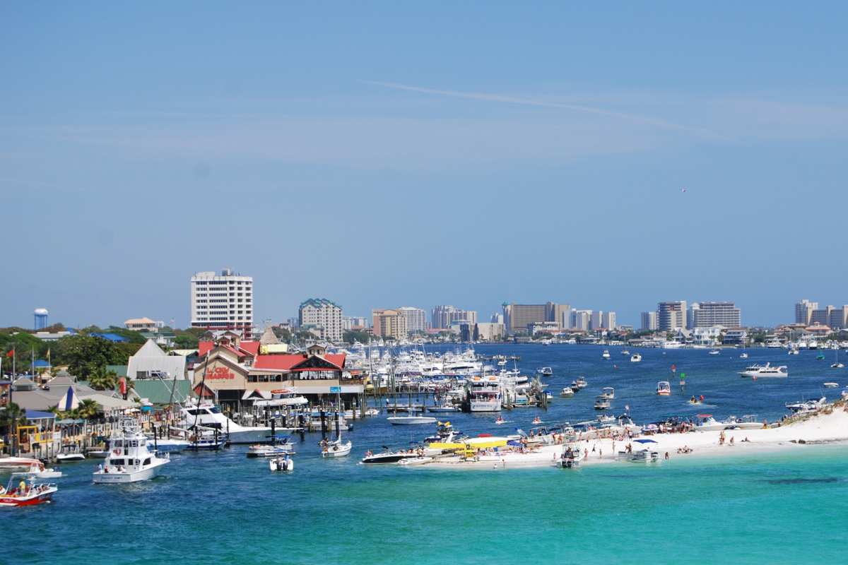 aerial photo of Destin, Florida beaches